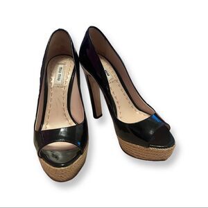Miu Miu Vernice Open Toe Patented Leather Heel Size 35.5